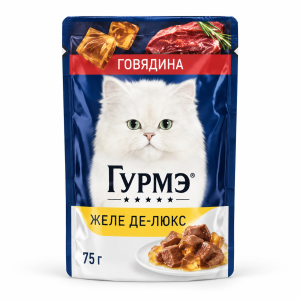 پوچ گورمت ژله دولوکس با طعم گوشت گاو مخصوص گربه بالغ ۷۵ گرم