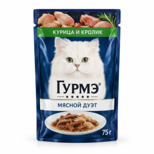 پوچ گورمت پرل میت دوئت با طعم مرغ و خرگوش در سس مخصوص گربه بالغ ۷۵ گرم