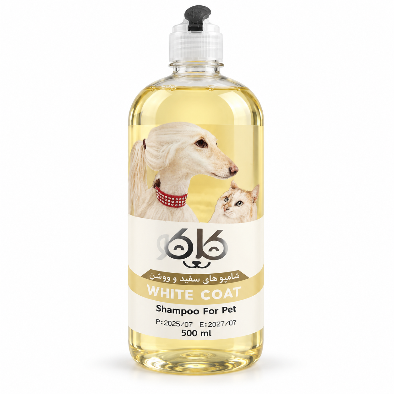 شامپوی کاکو وایتکوت مخصوص موهای سفید و روشن سگ و گربه، حجم ۵۰۰ میلیلیتر