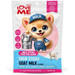 تشویقی جویدنی سگ لاو می مدل Milk Sticks Plus Collagen طعم شیر بز ۶۰ گرم
