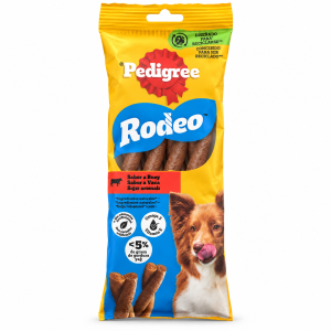 تشویقی سگ پدیگری مدل Rodeo با طعم گوشت گاو وزن ۷۰ گرم
