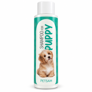 شامپو PETSAM Puppy مخصوص توله‌سگ در بطری سفید با برچسب سبز